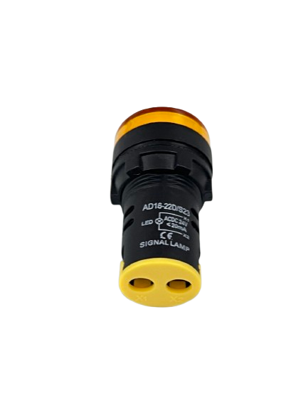 Grippes Pilot light 24V DC YELLOW 22mm signal lamp with yellow bezel and black housing for control panels