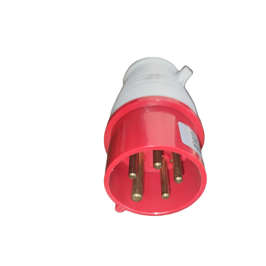 Surer Industrial Plug #015 6h-240V-415V red and white electrical connector with five brass pins