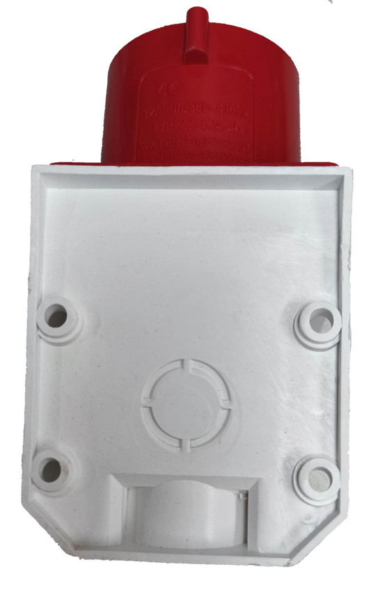 Grippes Industrial Plug Wall Type 32A with red and white durable casing for electrical circuitry