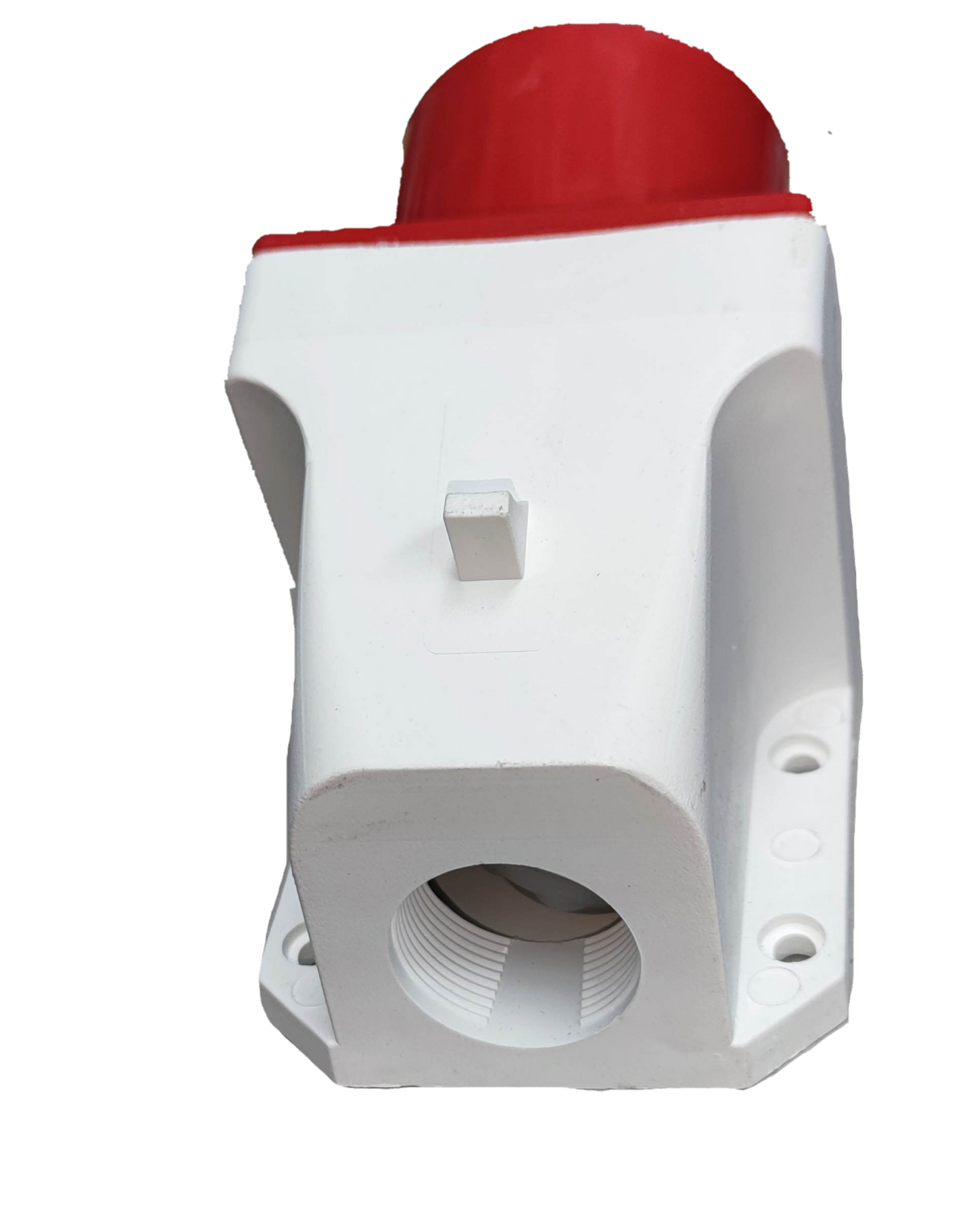 Grippes Industrial Plug Wall Type 32A with white base and red cover for electrical connections