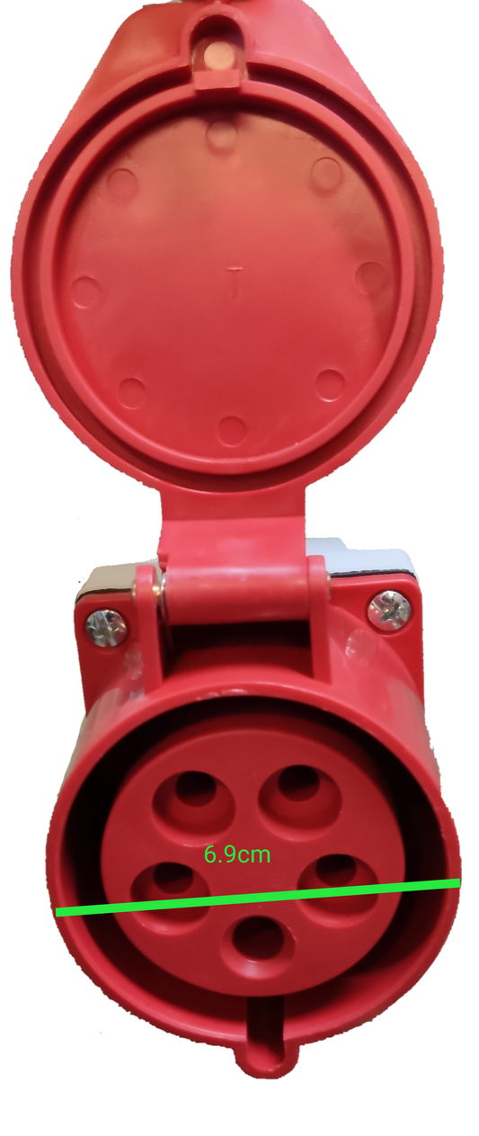 Grippes 32A industrial power outlet 380-415V Wall Type in red, designed for robust electrical connections
