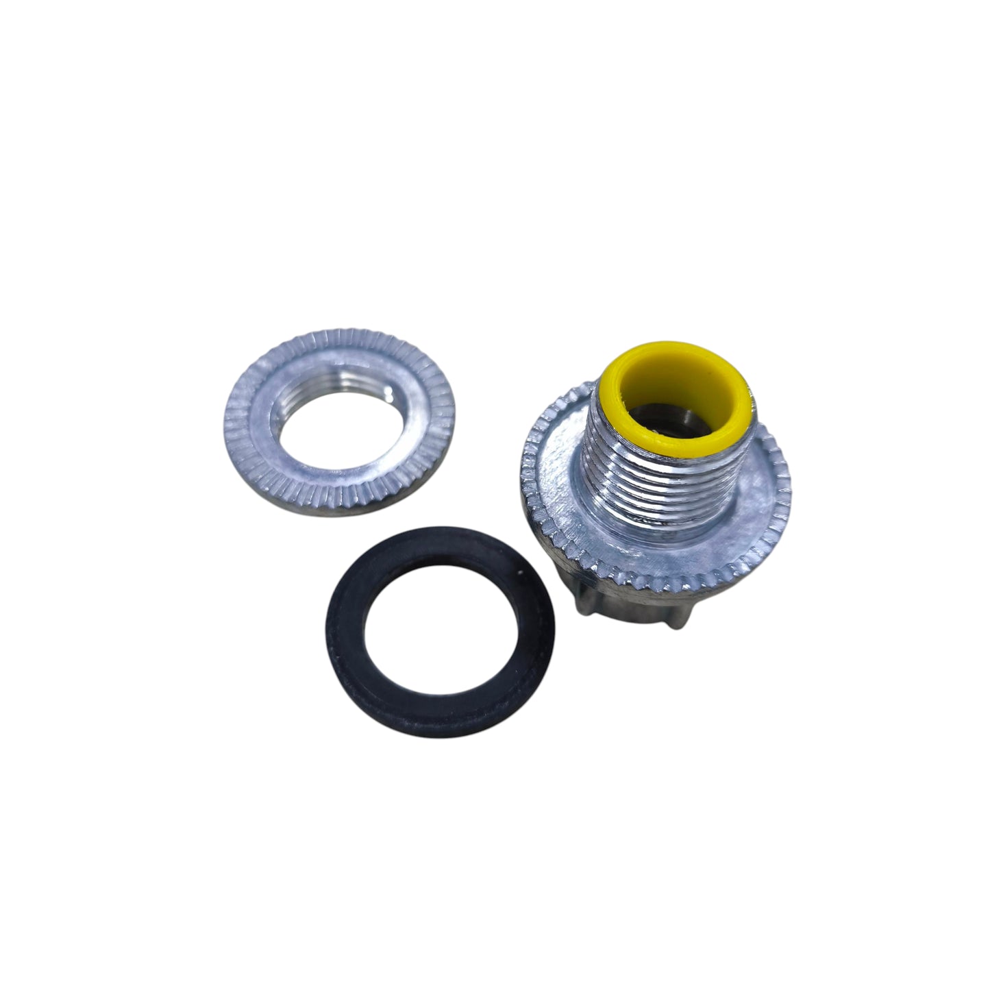 Water Tight Hub 20mm metal threaded conduit hub with rubber gasket locknut and yellow sleeve