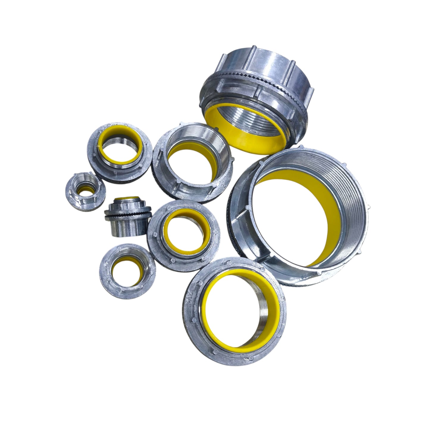 Water Tight Hub 20mm metal conduit connector with yellow seal rings for waterproof pipe and hose fittings made in China