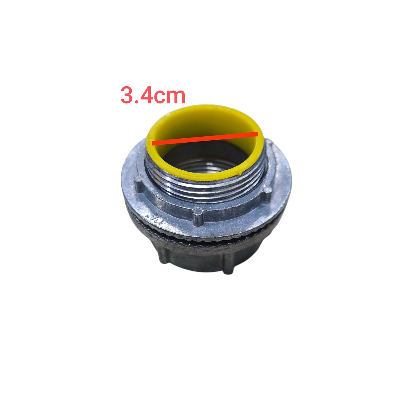 Water Tight Hub 40mm metal threaded conduit connector with yellow rubber grommet for pipes
