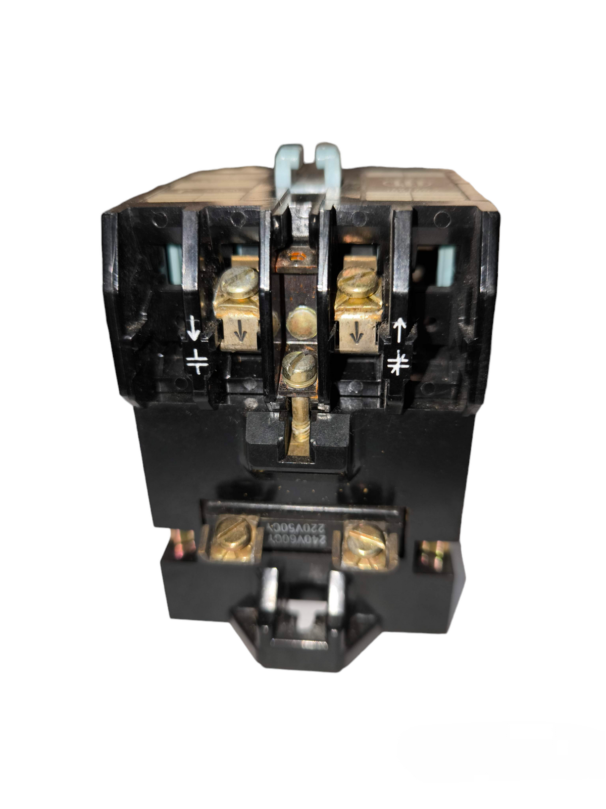 Magnetic Contactor 2 Pole 10A power switch component from China with black casing and brass terminals