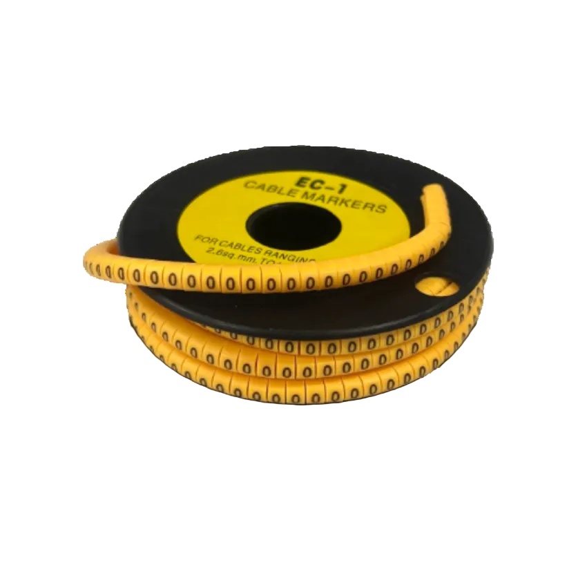 Yellow cable markers on black spool for cable management 0 Marker 2.6mm to 4.2mm roll from China