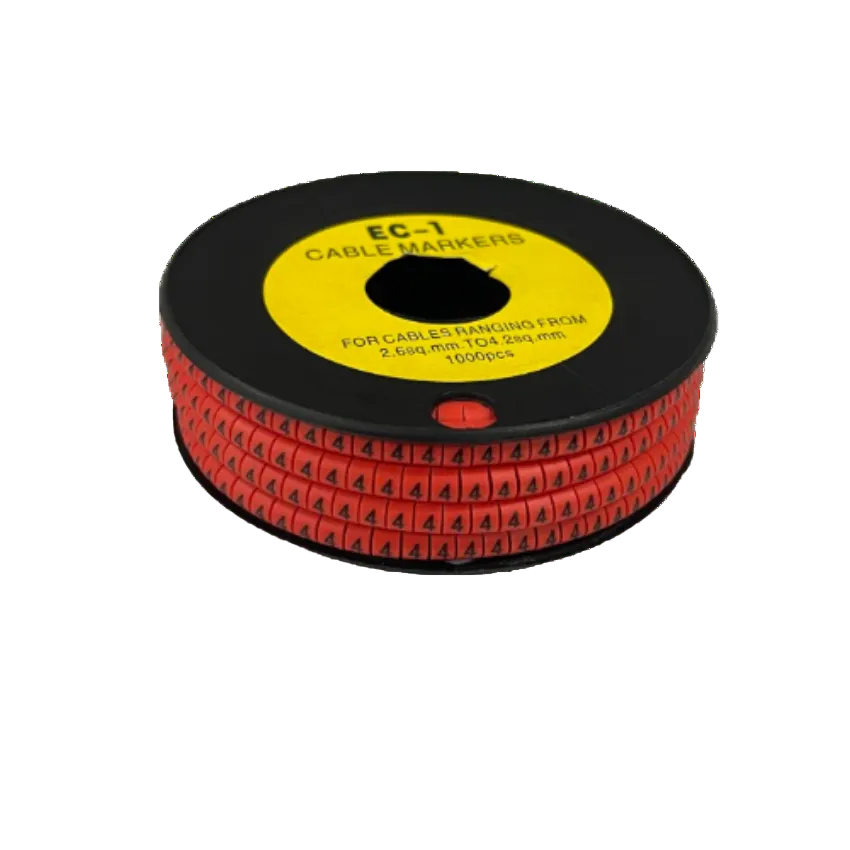 1000pcs Cable Marker Red - 4 on a spool designed for organizing cables of various sizes