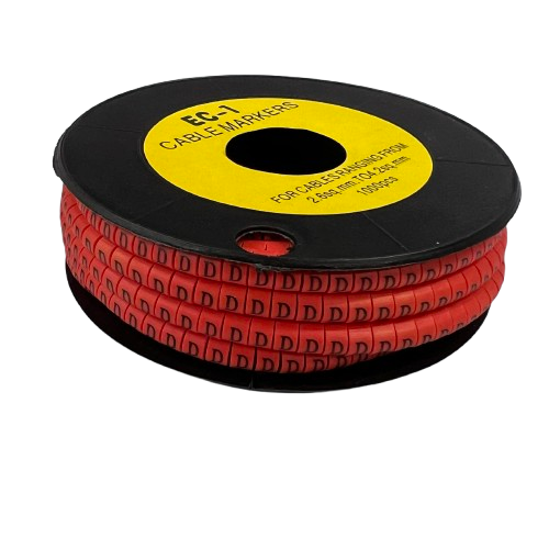 1000pcs Cable Marker Red - D on a spool, ideal for organized cable management