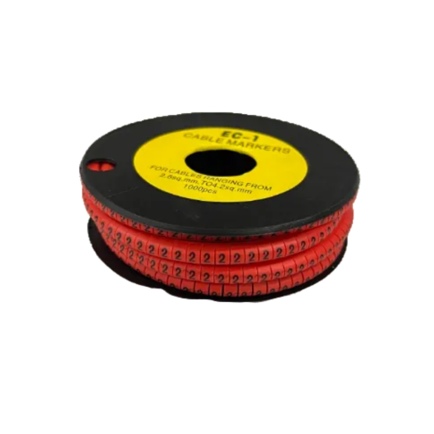 Grippes 2 Cable Marker Red spool of red numeric cable markers on black reel for organized cable management
