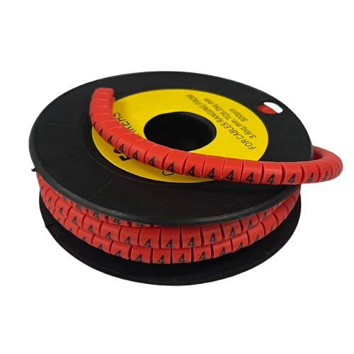 500pcs Cable Marker Red - 4 on a spool for organized cable management and easy identification