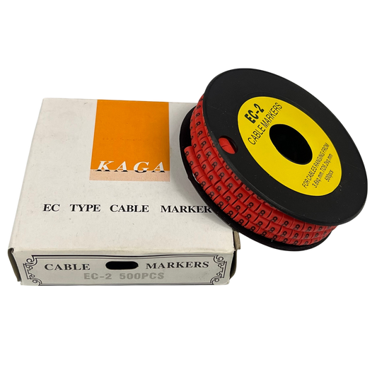 500pcs Cable Marker Red - 8 on a spool with box, ideal for organizing and identifying cables.
