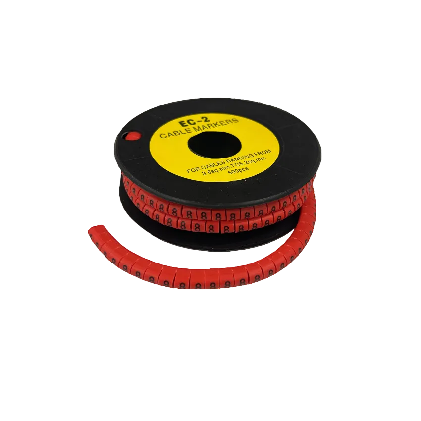 500pcs Cable Marker Red - 8 on a black spool for effective cable management and organization