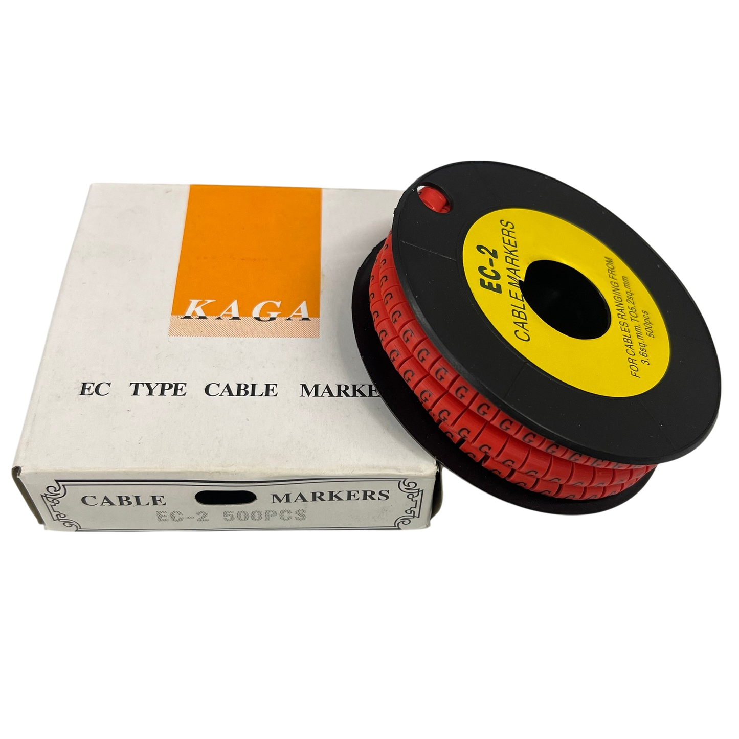 500pcs Cable Marker Red G on a spool with packaging for effective cable management