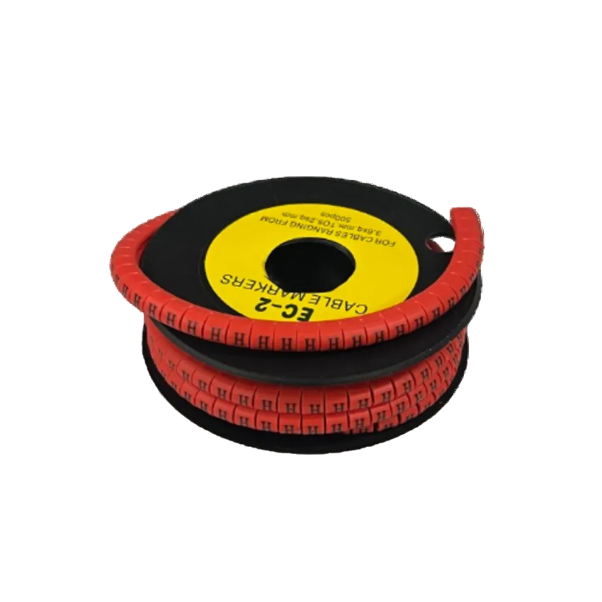 500pcs Cable Marker Red - H on a black spool for easy cable identification and organization