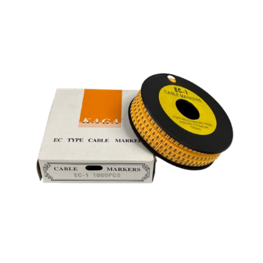 9 Marker 2.6mm to 4.2mm Yellow cable markers on spool with box EC1 1000pcs for wire labeling