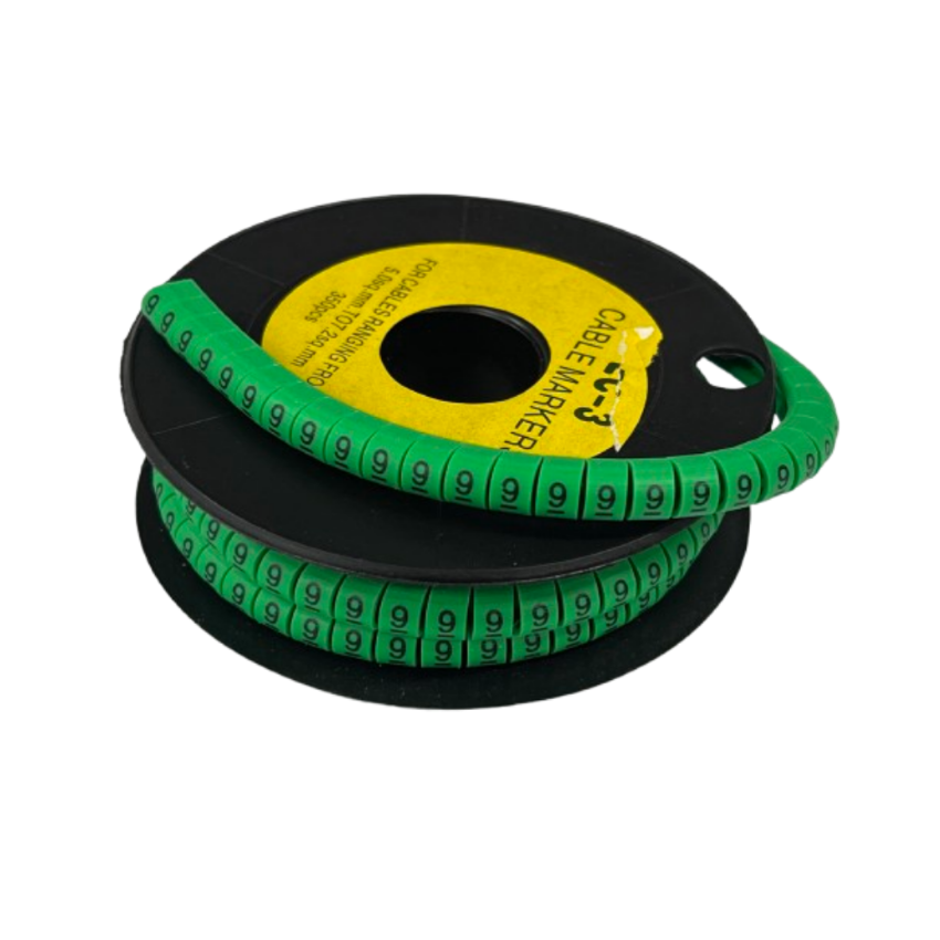 9 Marker 5.0mm to 7.2mm Green cable markers on spool for wire identification and cable management