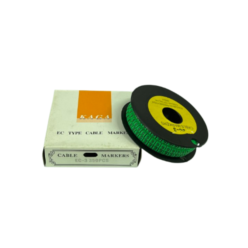 Spool of green numbered cable markers with box for wiring organization 9 Marker 5.0mm to 7.2mm Green