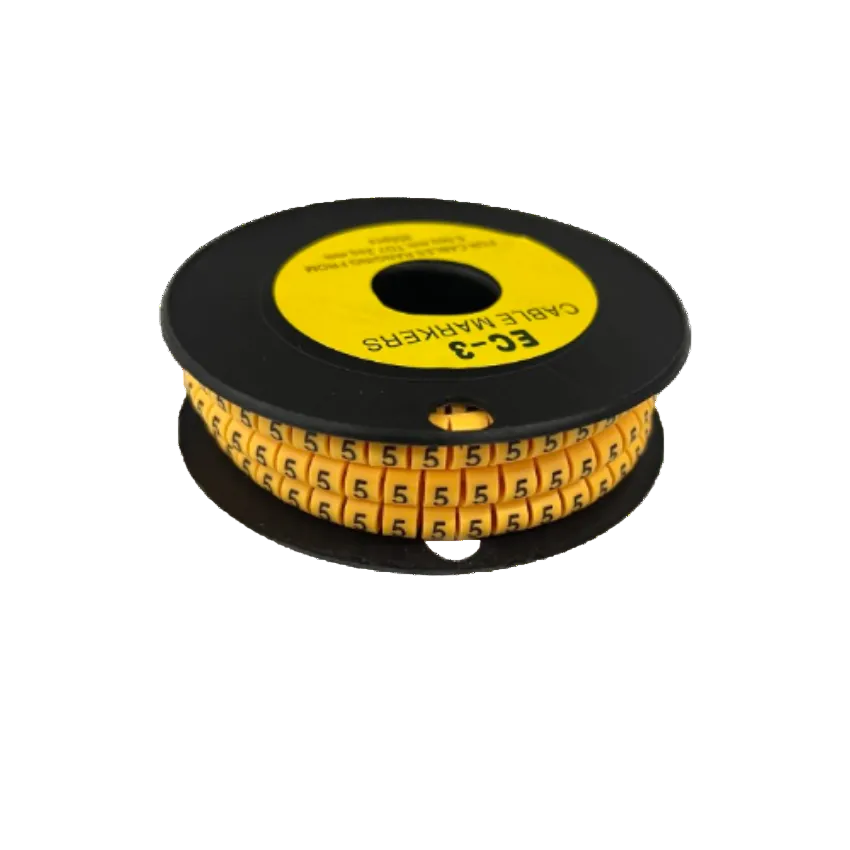 Grippes Cable 5 Marker -3 Yellow spool of yellow numbered 5 cable markers for wire labeling and organization