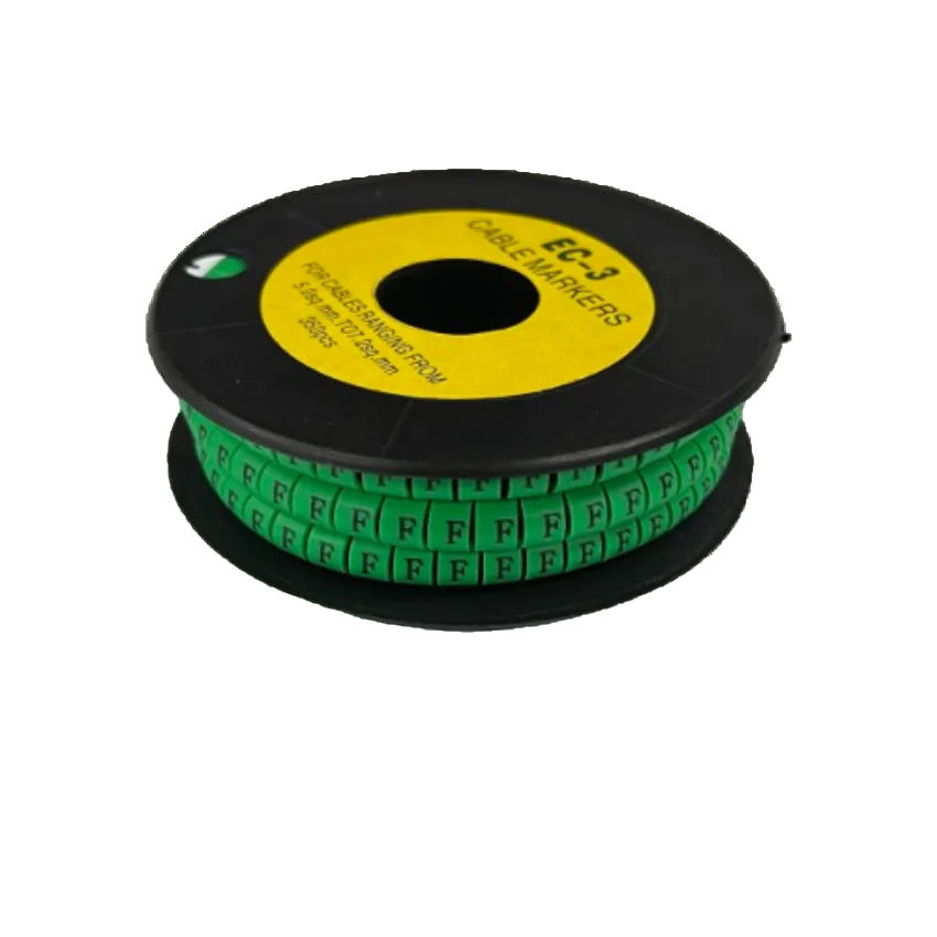 Spool of green cable markers with repeating F labels Cable "F" Marker 5.0mm to 7.2mm Green for wire identification