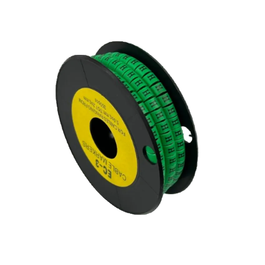 Spool of green cable markers Cable "H" Marker 5.0mm to 7.2mm Green for cable management and identification