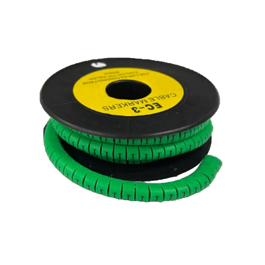 Spool of green segmented cable markers for wire bundling Cable "I" Marker 5.0mm to 7.2mm Green, flexible wrap