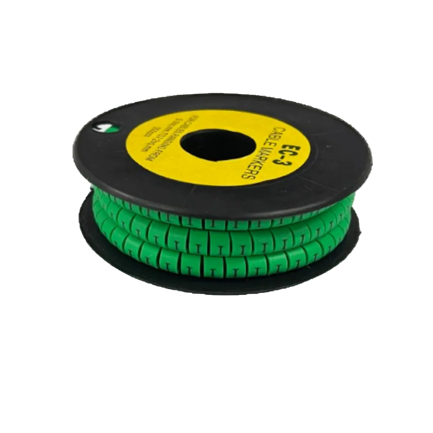 Spool of Cable "I" Marker 5.0mm to 7.2mm Green segments for cable identification and management