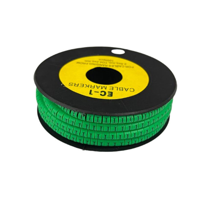 Grippes spool of green cable markers Cable "I" Marker Green 2.6mm to 4.2mm for labeling wires and cables