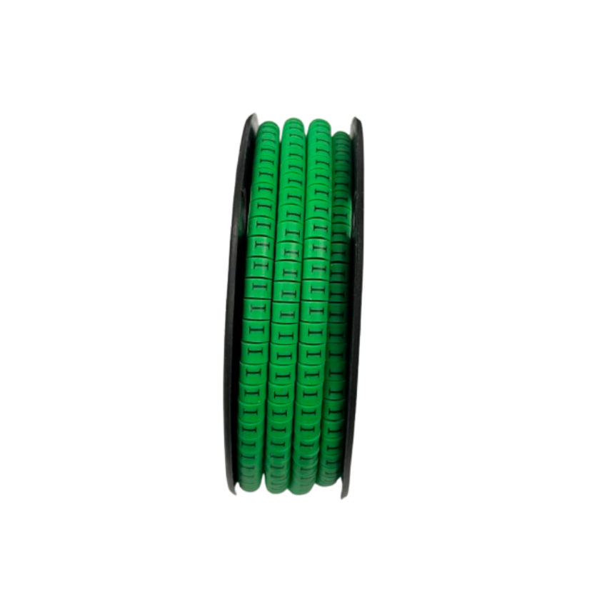 Grippes spool of green segmented ID bands Cable "I" Marker Green 2.6mm to 4.2mm for cable management