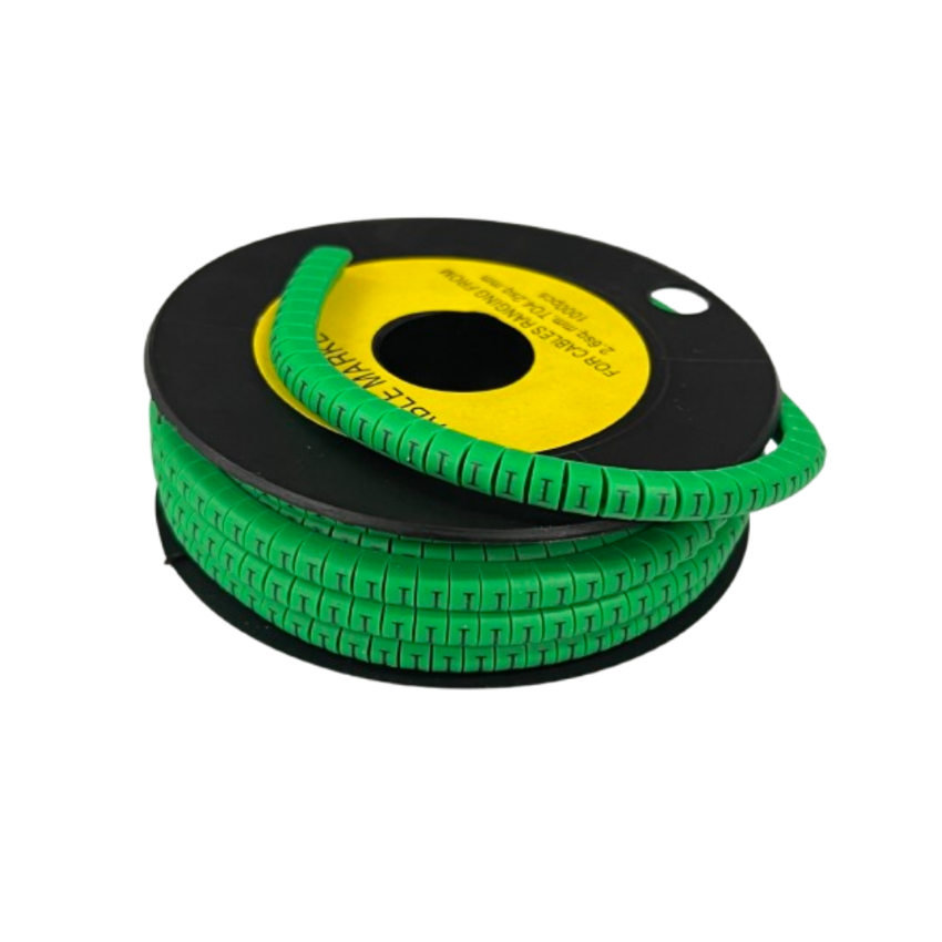 Grippes spool of Cable "I" Marker Green 2.6mm to 4.2mm segmented identification sleeve for small cables
