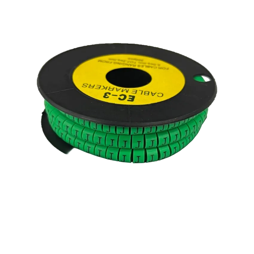 Spool of Cable "J" Marker 5.0mm to 7.2mm Green segmented letter markers for cable labeling