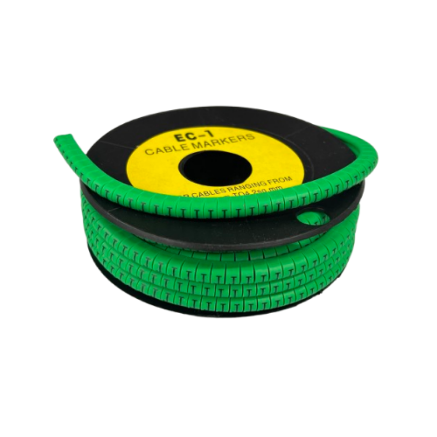 Grippes Cable "J" Marker Green 2.6mm to 4.2mm spool of segmented green cable markers for cable management