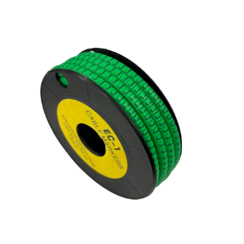 Grippes spool of Cable "J" Marker Green 2.6mm to 4.2mm on black reel for wire identification