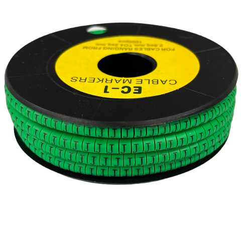 Grippes spool of Cable "J" Marker Green 2.6mm to 4.2mm showing green J labels for cable identification