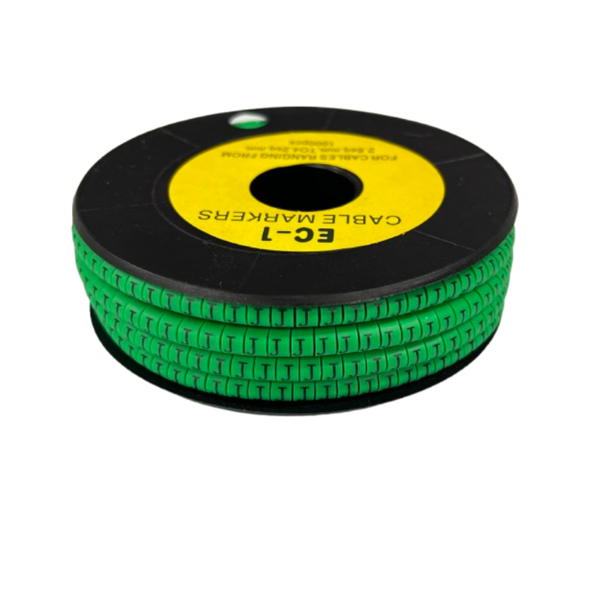 Grippes spool of Cable "J" Marker Green 2.6mm to 4.2mm showing green J labels for cable identification