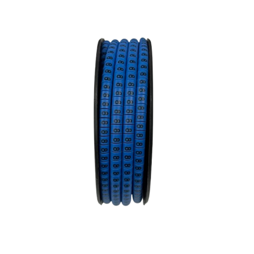 Spool of blue numeric cable markers for wire identification Cable Marker -8 Blue ideal for organized cable management