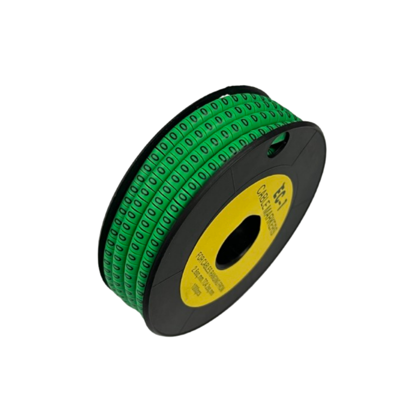 Grippes spool of Cable Marker 0 Green adhesive ring labels numbered 0 for cable management and wire identification