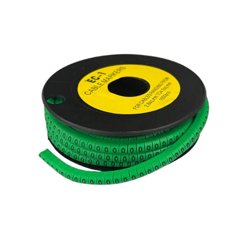 Grippes Cable Marker 0 Green spool of flexible numbered green cable markers for wire identification