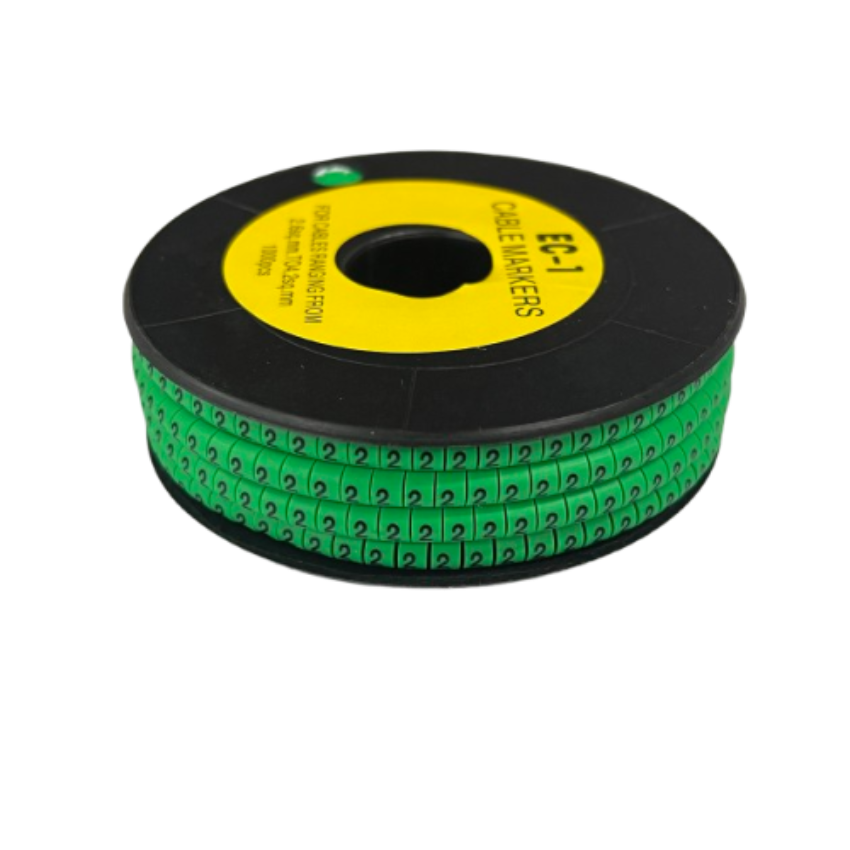 Grippes Cable Marker 2 Green spool of adhesive numeral 2 cable markers for wire identification