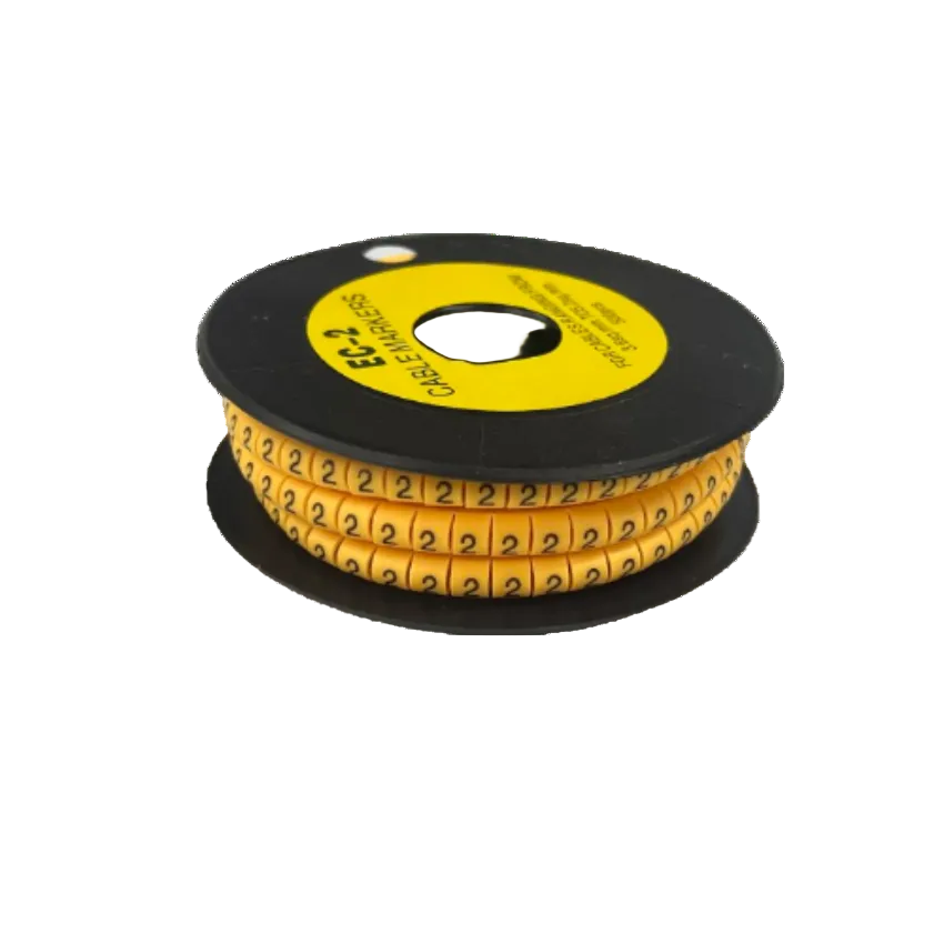 Grippes Cable Marker - 2 Yellow spool of numeric cable management labels showing repeated 2 digits on yellow tabs