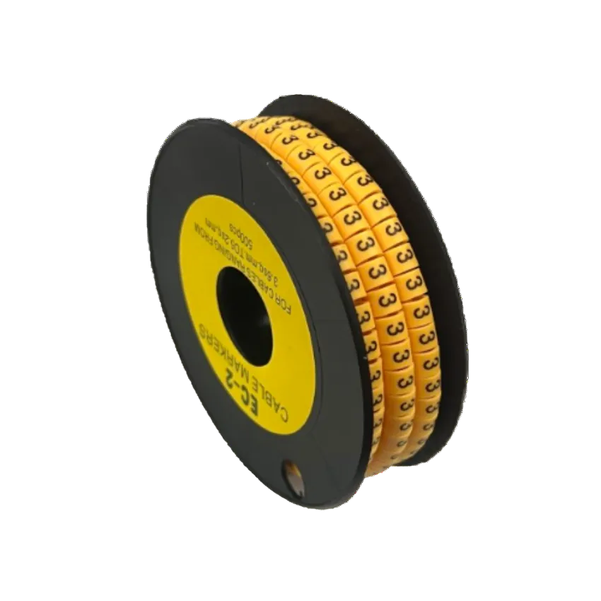 Grippes Cable Marker 3 - Yellow reel of numbered adhesive cable markers for wiring organization