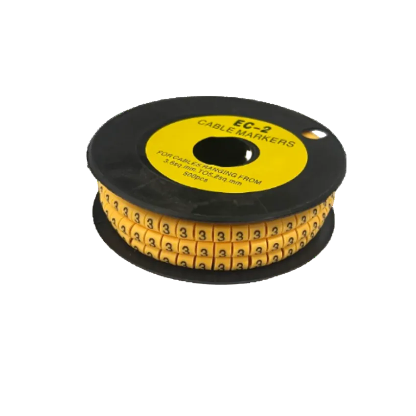 Grippes Cable Marker 3 - Yellow spool of numbered plastic cable labels for wire identification and organization