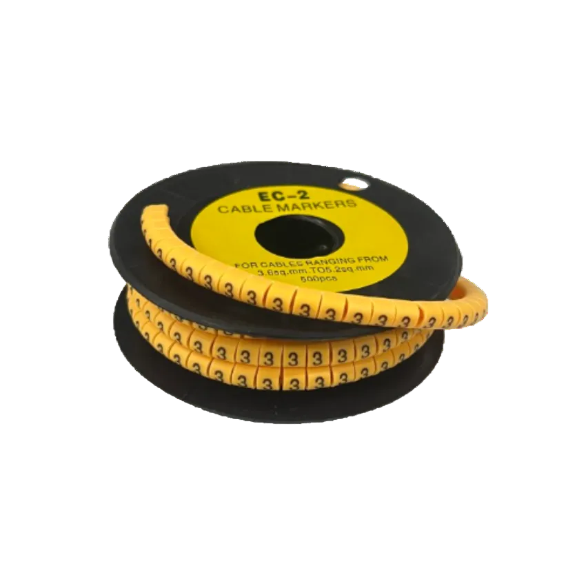Grippes Cable Marker 3 - Yellow spool of flexible numbered markers for organizing electrical cables
