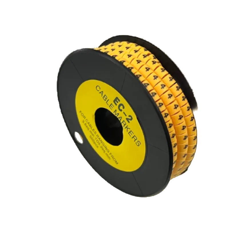 Grippes spool of Cable Marker 4 - Yellow adhesive number 4 cable identification rings for organized cable management