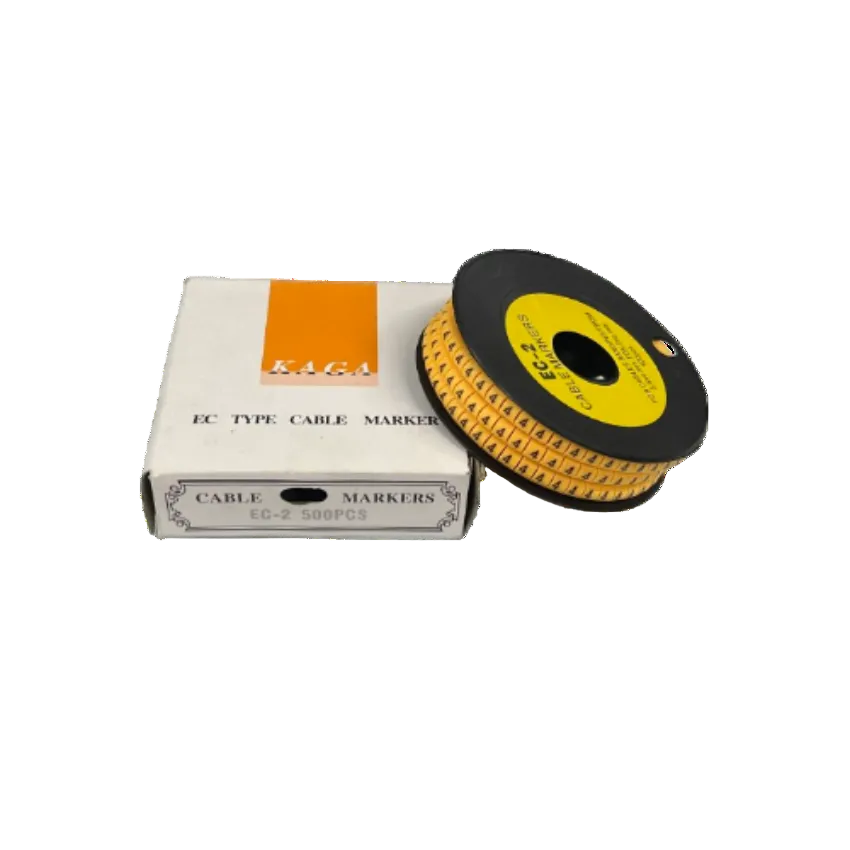 Grippes spool of Cable Marker 4 - Yellow adhesive cable markers on black reel with white box packaging