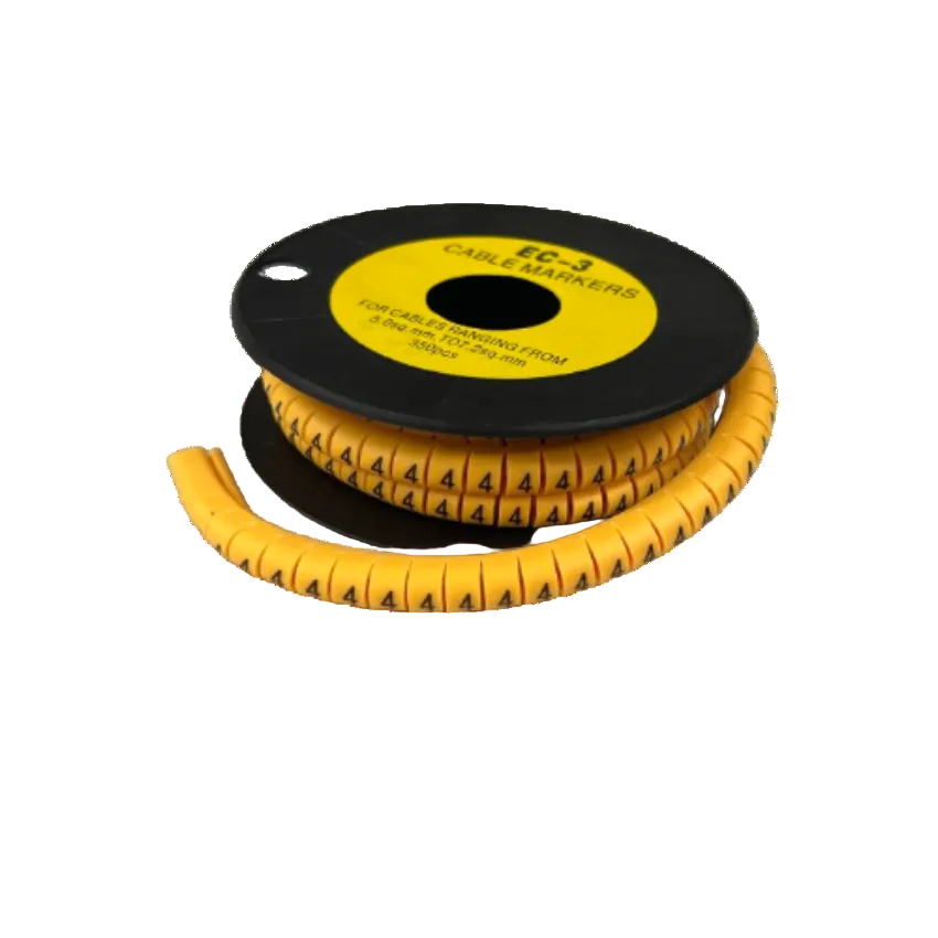 Grippes Cable Marker - 4 Yellow spool of numbered wraparound cable markers for organizing and identifying wires