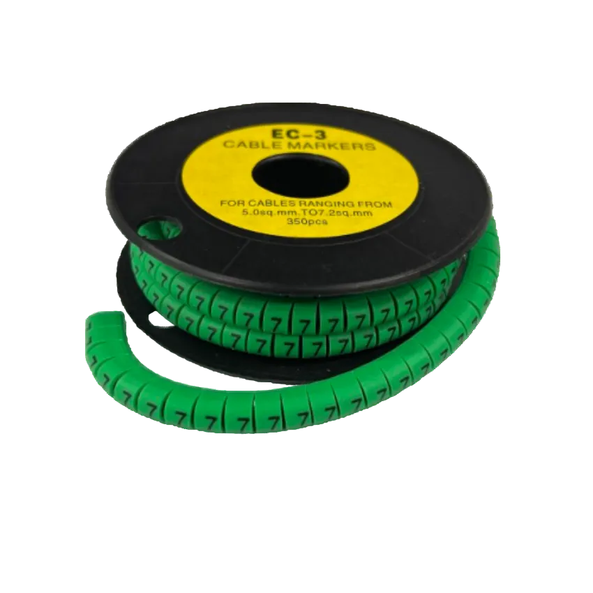 Spool of segmented number 7 cable labels for organization Cable Marker 5 Green for cable management