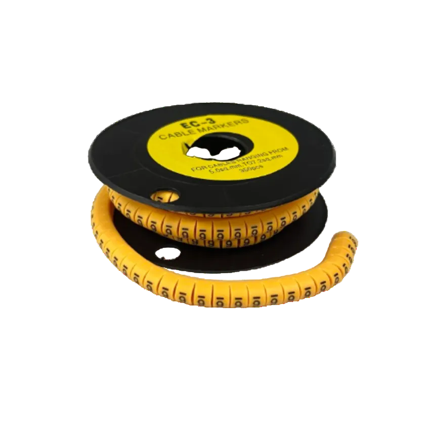 Cable Marker 6 Yellow segmented numbered cable sleeve on spool for wire identification and cable management
