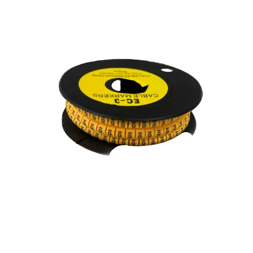 Spool of durable plastic numeric cable markers on reel for wiring identification Cable Marker 6 Yellow for cable management