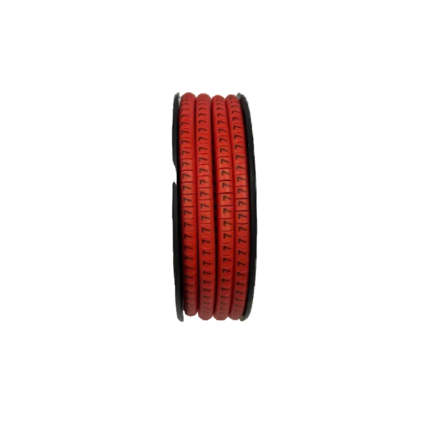 Grippes Cable Marker -7 Red spool of flexible red cable markers stamped with number 7 for wire identification