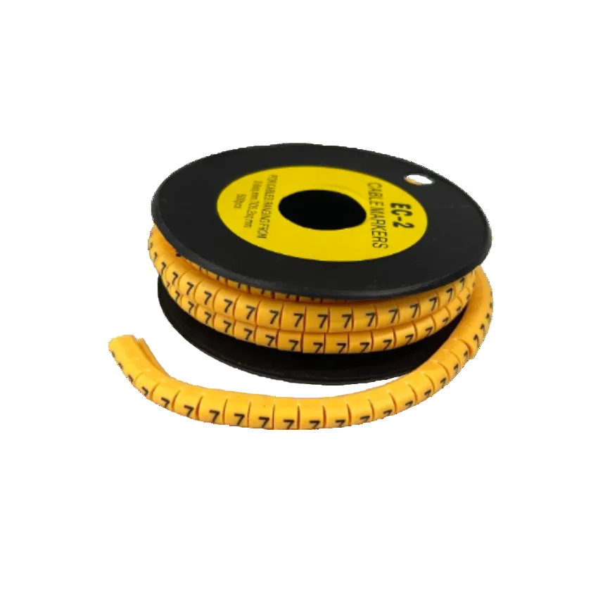 Grippes Cable Marker 7 Yellow spool of flexible segmented yellow markers with black 7 digits for wire labeling